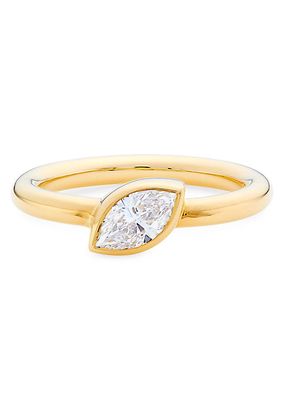 0.57 CTW Marquise Cut Diamond Bezel Set Cocktail Ring in 18kt Yellow Gold