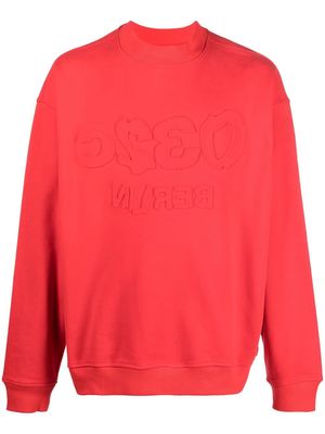 032c embossed logo organic cotton sweatshirt - Red