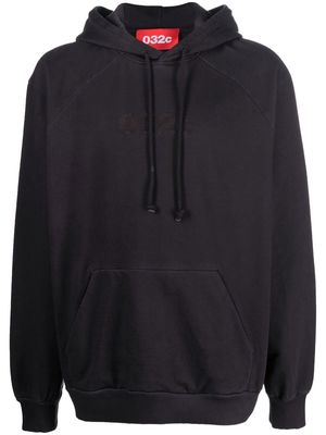 032c embroidered-logo hoodie - Black