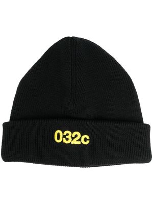 032c embroidered-logo knit beanie - Black