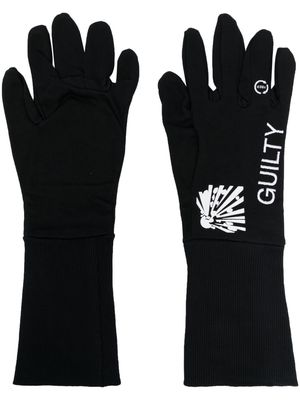 032c embroidered-logo organic-cotton gloves - Black