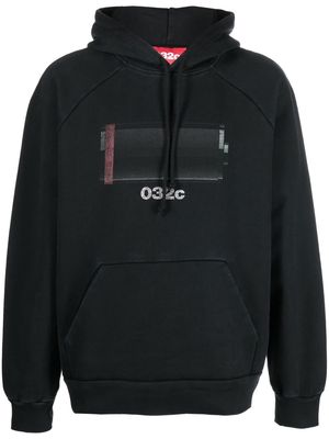 032c graphic-print drawstring hoodie - Black