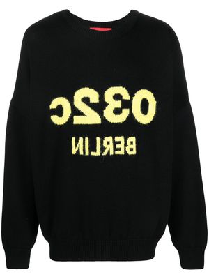032c intarsia-knit logo crew-neck jumper - Black