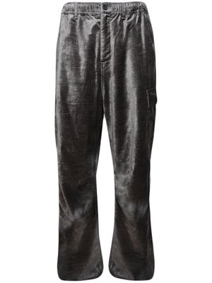 032c Lifeline distressed velvet cargo trousers - Black