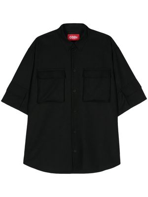 032c logo-embroidered wool shirt - Black