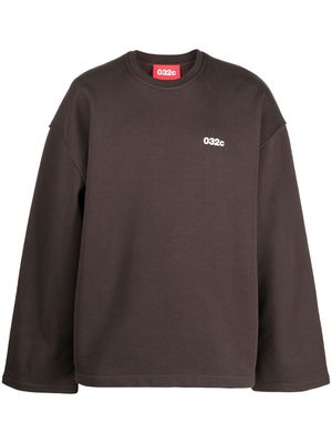 032c logo-print crew neck sweatshirt - Brown