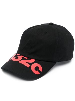 032c logo-print detail baseball cap - Black