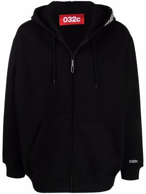 032c logo-print zip-up hoodie - Black