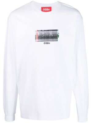 032c long-sleeve organic-cotton T-shirt - White