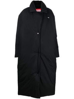 032c padded oversize long coat - Black