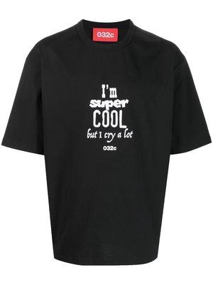032c text-print organic-cotton T-shirt - Black