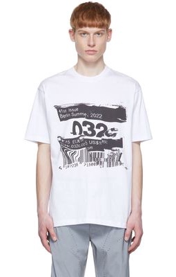 032c White Barcode Glitch T-Shirt