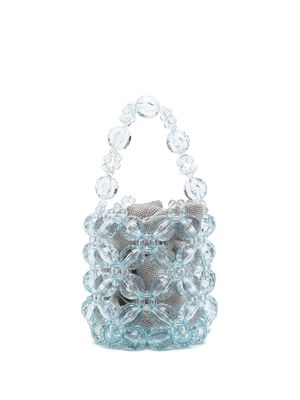 0711 Celeste bead-embellished tote bag - Blue