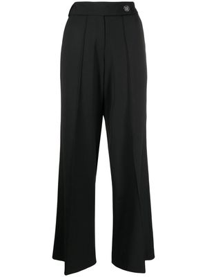 0711 exposed-seam wide-leg trousers - Black
