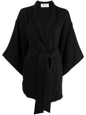 0711 Ikigai tie-waist robe - Black