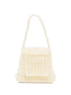 0711 Lilly faux-pearl embellished mini bag - White