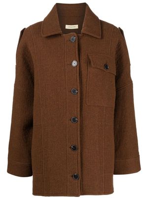 0711 oversized shirt jacket - Brown