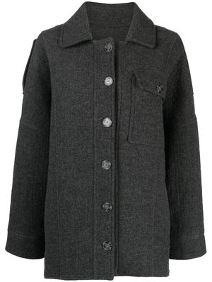 0711 oversized wool-blend shirt jacket - STONE