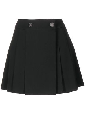 0711 pleated mini wrap skirt - Black