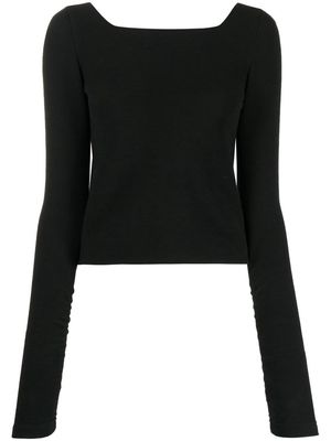 0711 rived-knit square-neck top - Black