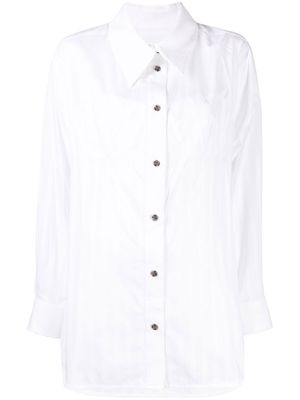0711 striped corset-bust cotton shirt - White