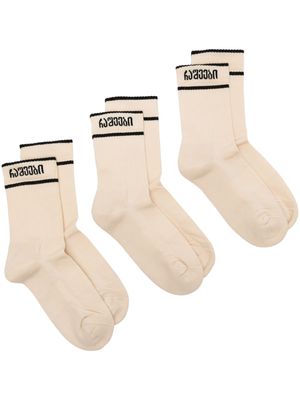 0711 three-pack slogan-print socks - Neutrals