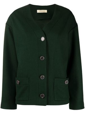 0711 V-neck button-up cardigan - Green