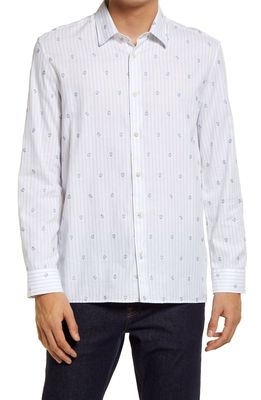 Ted Baker London Marshes Flower Stripe Cotton Button-Up Shirt in White