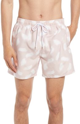 Ted Baker London Mitchll Smudge Print Swim Trunks in Light Pink