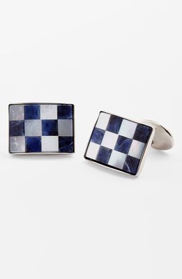 David Donahue Checkerboard Cuff Links in Silver/Sodalite/Pearl