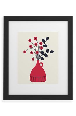 Deny Designs Red Vase Framed Wall Art in Black Frame 11X14