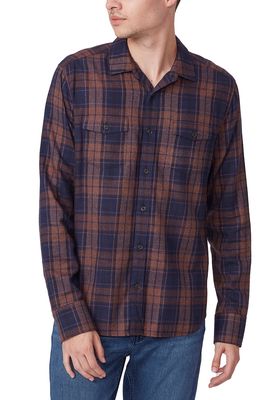 PAIGE Everett Plaid Flannel Button-Up Shirt in Deep Midnight