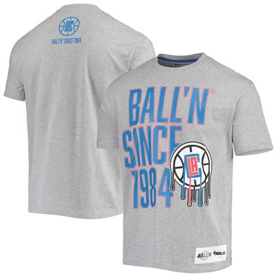 BALL-N Men's BALL'N Heathered Gray LA Clippers Since 1984 T-Shirt in Heather Gray