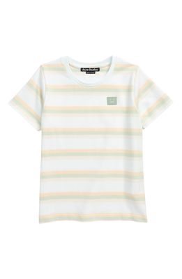 Acne Studios Kids' Mini Nash Stripe Face Patch T-Shirt in Pale Green