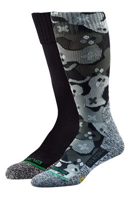 BURLIX Assorted 2-Pack Relaxing Calf Crew Socks in Black Camo