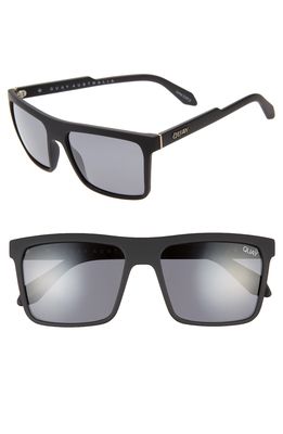 Quay Australia Let It Run 57mm Polarized Sunglasses in Matte Black/Smoke