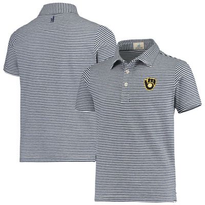Youth johnnie-O Navy Milwaukee Brewers Nelly Striped Polo