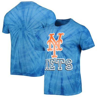 Men's Stitches Royal New York Mets Spider Tie-Dye T-Shirt