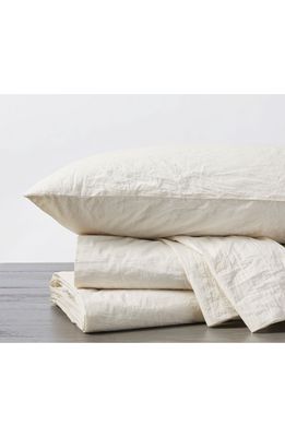 Coyuchi Crinkled Organic Cotton Percale Sheet Set in Undyed