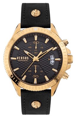 VERSUS Versace Griffith Leather Strap Chronograph Watch
