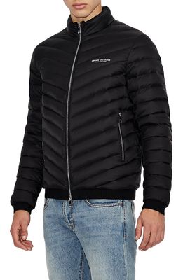 Armani Exchange Packable Down Puffer Jacket in Black