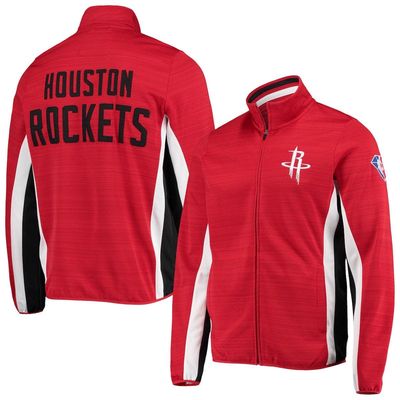 Men's G-III Sports by Carl Banks Red Houston Rockets 75th Anniversary Power Forward Space-Dye Full-Zip Track Jacket