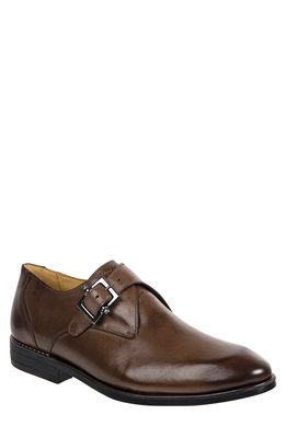 Sandro Moscoloni Wendell Single Buckle Monk Shoe in Brown Leather