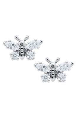Mignonette Butterfly Birthstone Sterling Silver Earrings in April