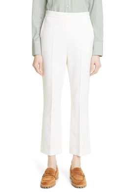 Max Mara Stretch Wool Ankle Trousers in Bianco Avorio