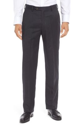 Berle Lightweight Flannel Flat Front Classic Fit Dress Trousers in Charcoal
