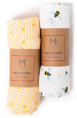 Malabar Baby 2-Pack Organic Muslin Swaddles in Busy Bees