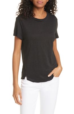 FRAME Easy True Organic Linen T-Shirt in Noir