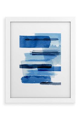 Deny Designs Feelings Blue Framed Wall Art in White Frame 16X20