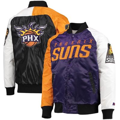 Men's Starter Purple/Orange/White Phoenix Suns Tricolor Remix Raglan Full-Snap Jacket